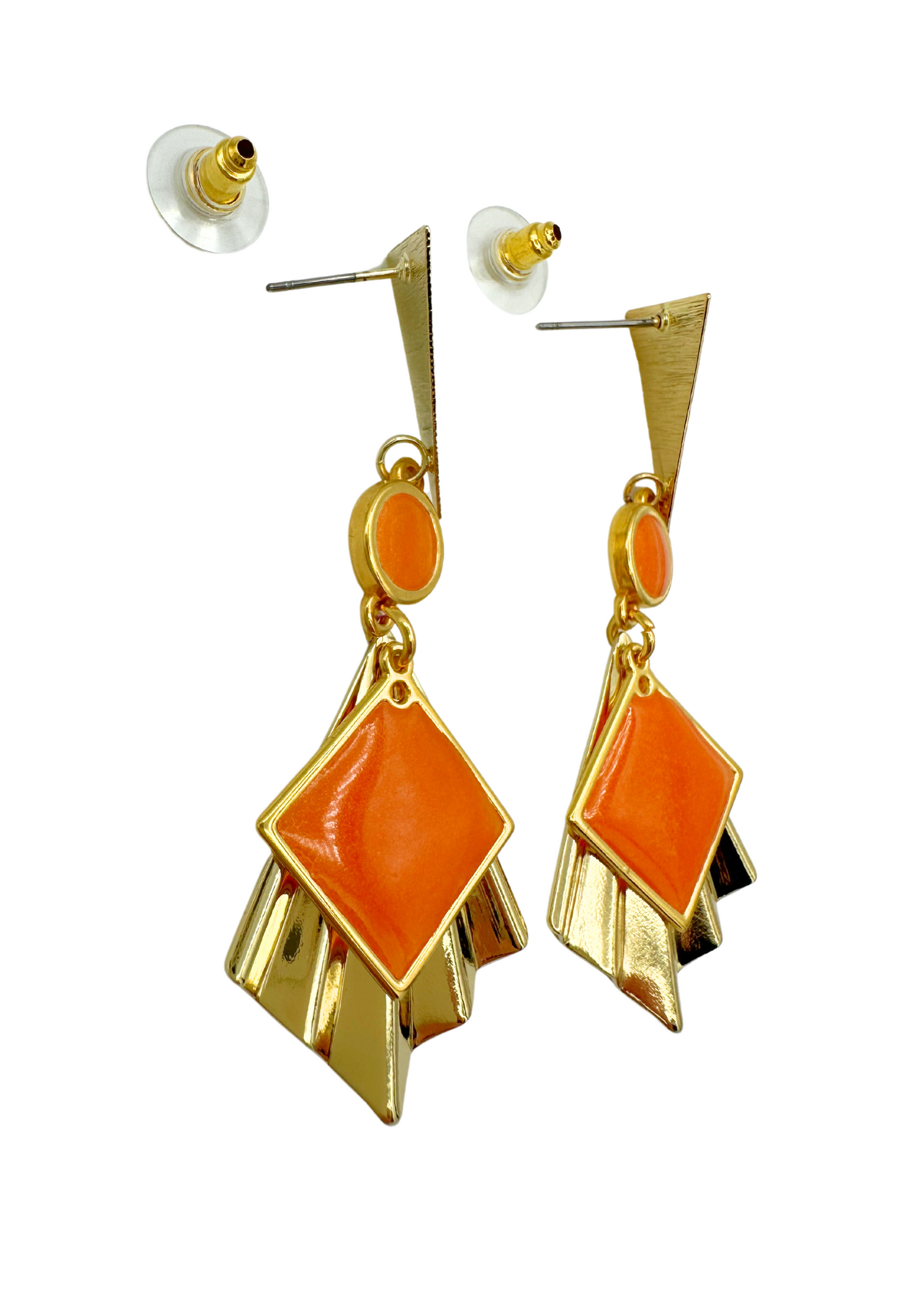 Art Nouveau geïnspireerde statement oorbellen, Oranje