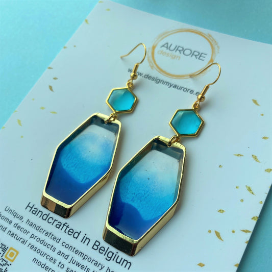 Kleurrijke statement oorbellen, blauw