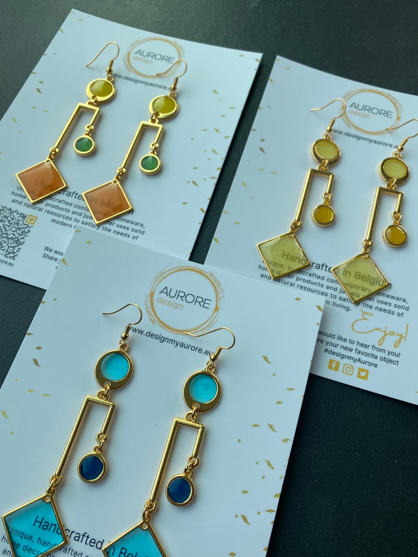 Asymmetrische elegante oorsieraden, geel