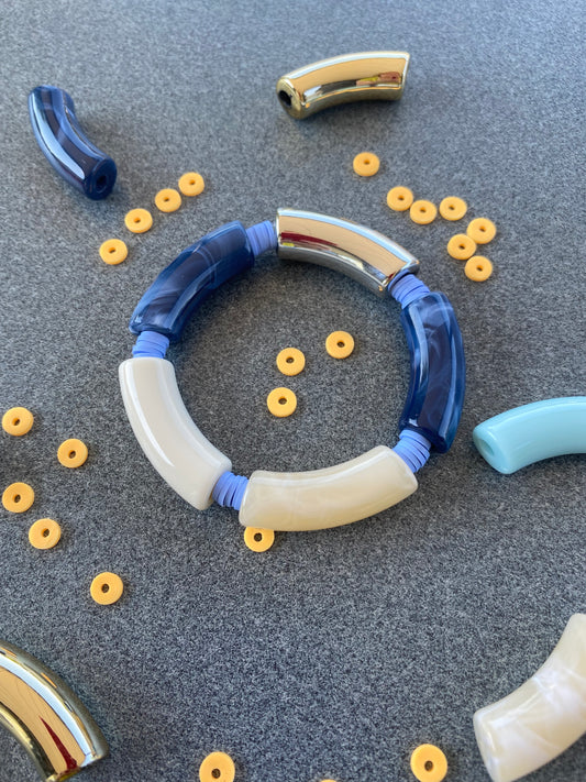 Kleurrijke tube armbanden - Blauw