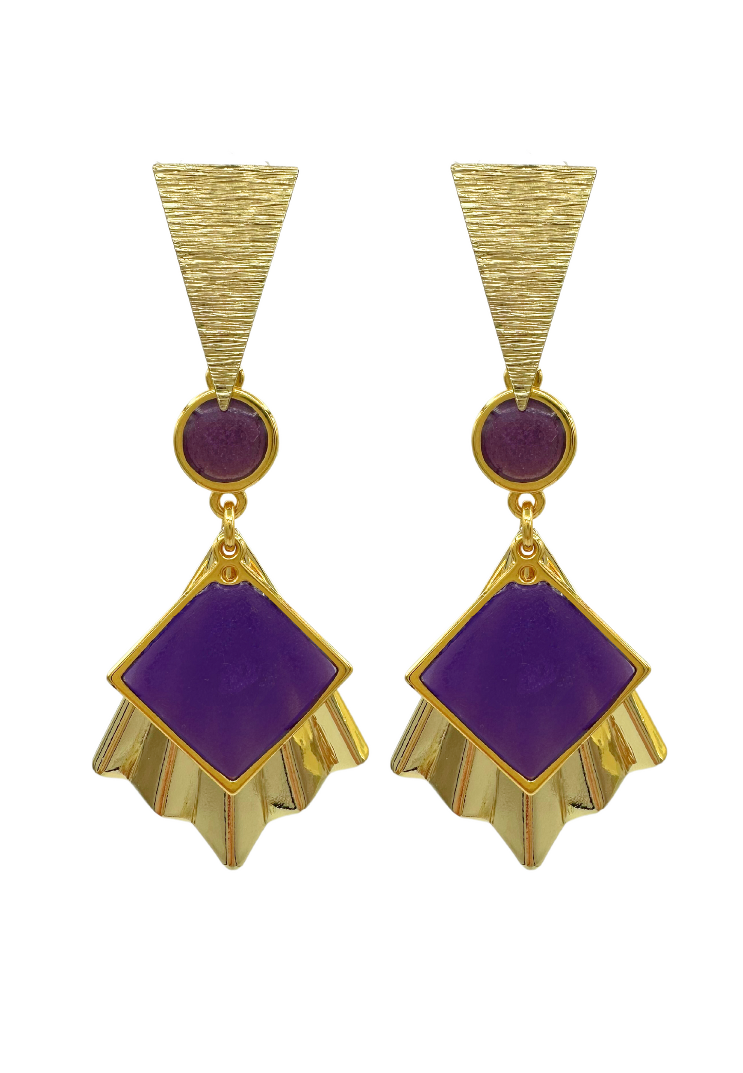 Art Nouveau geïnspireerde statement oorbellen, Paars