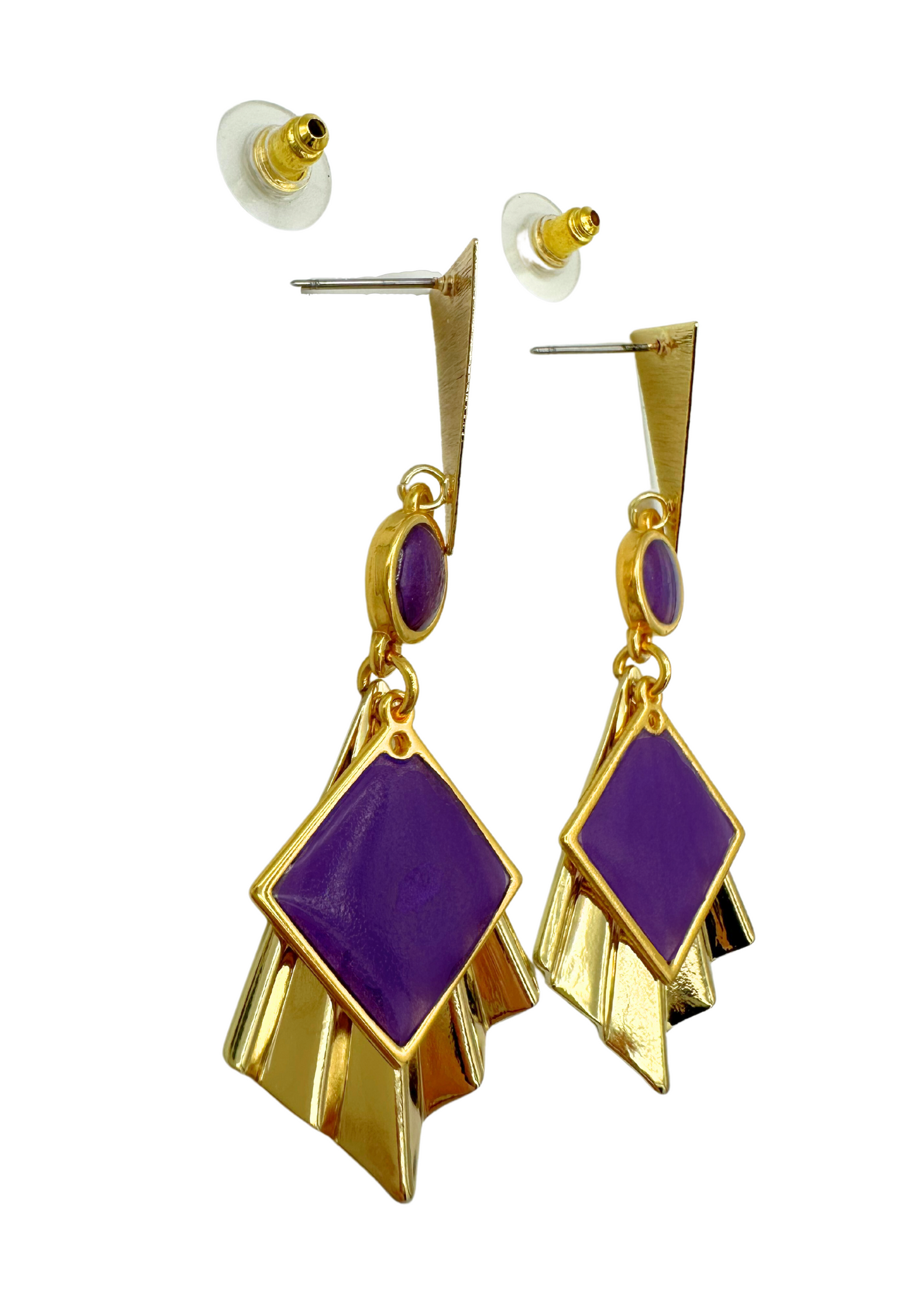 Art Nouveau geïnspireerde statement oorbellen, Paars