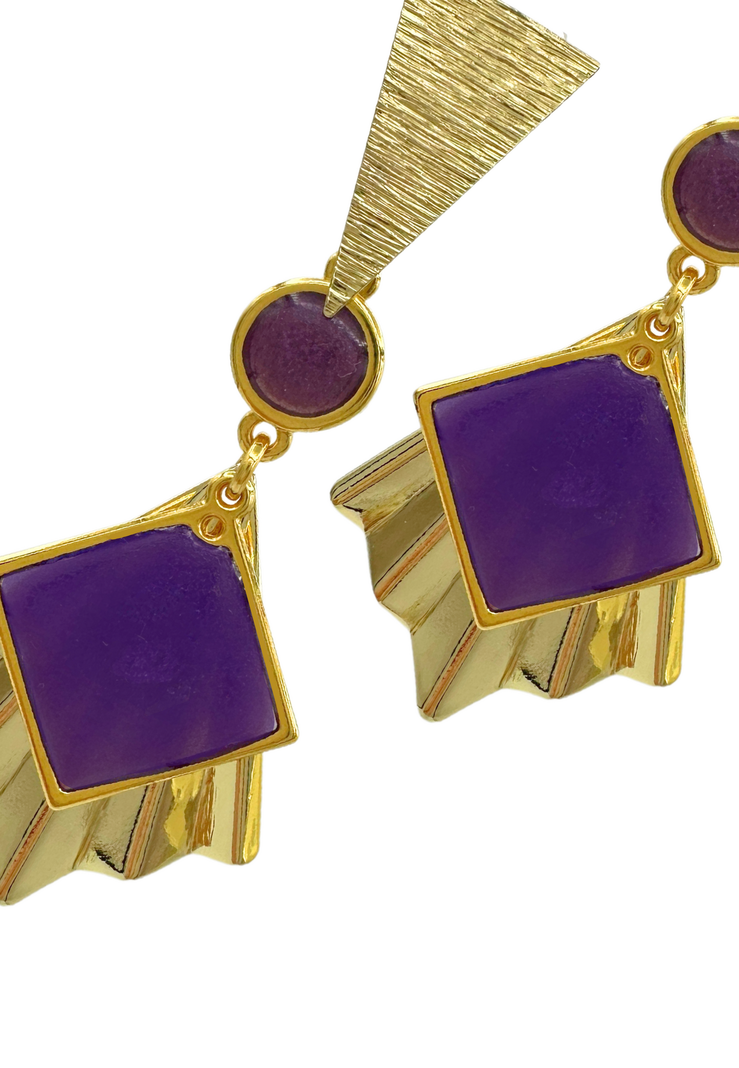 Art Nouveau geïnspireerde statement oorbellen, Paars