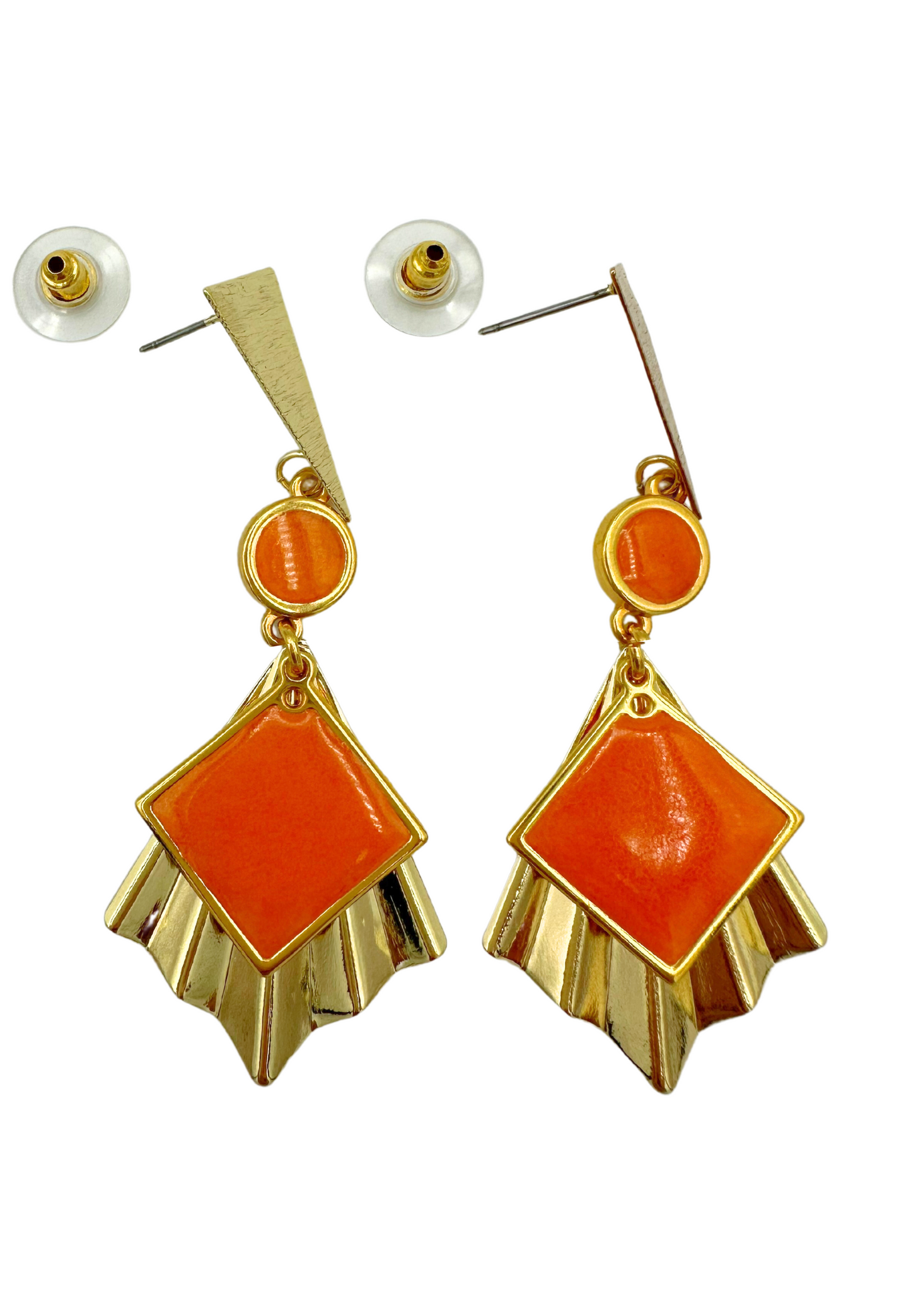 Art Nouveau geïnspireerde statement oorbellen, Oranje