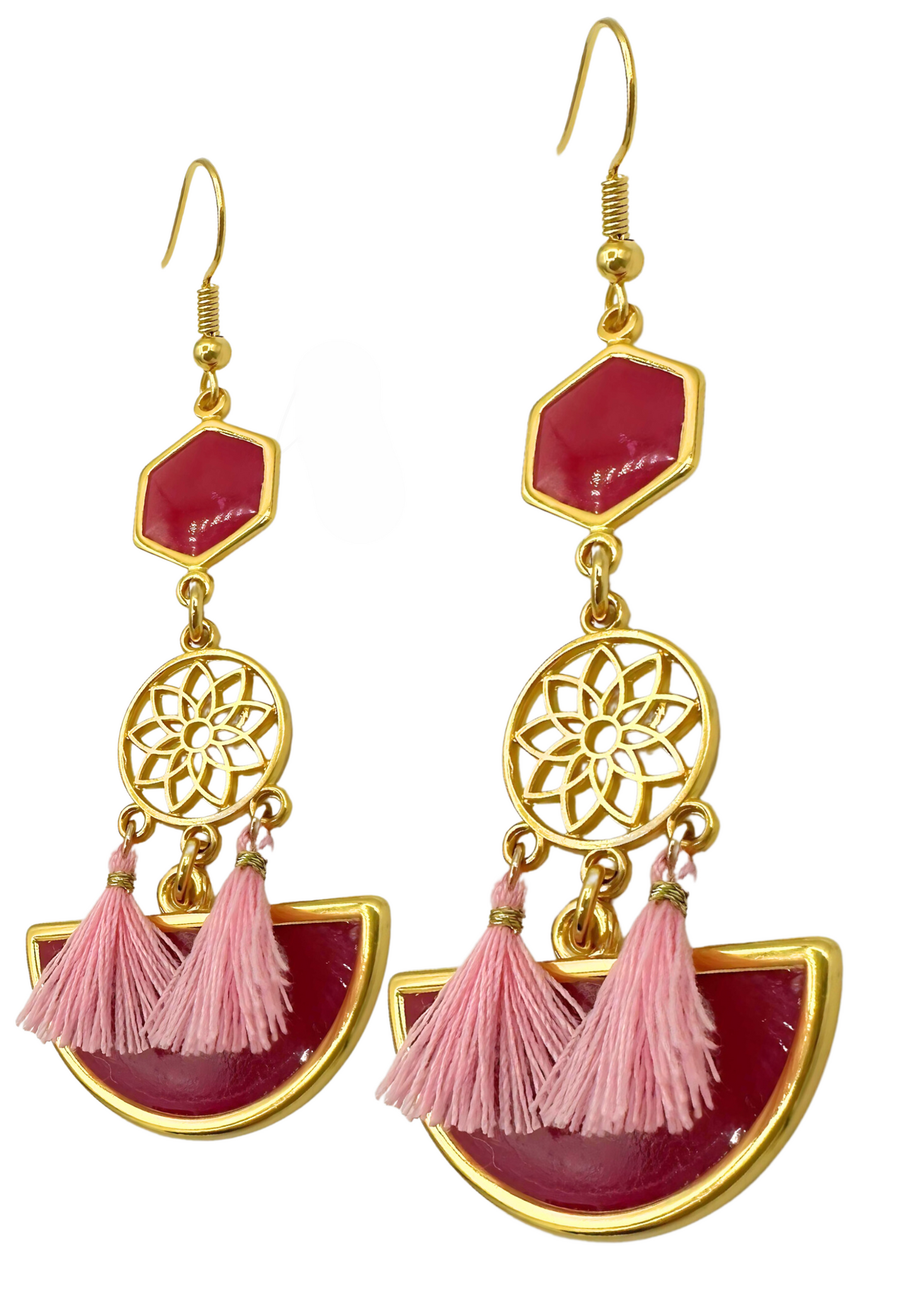 Elegante zomerse oorbellen met roze kwastjes