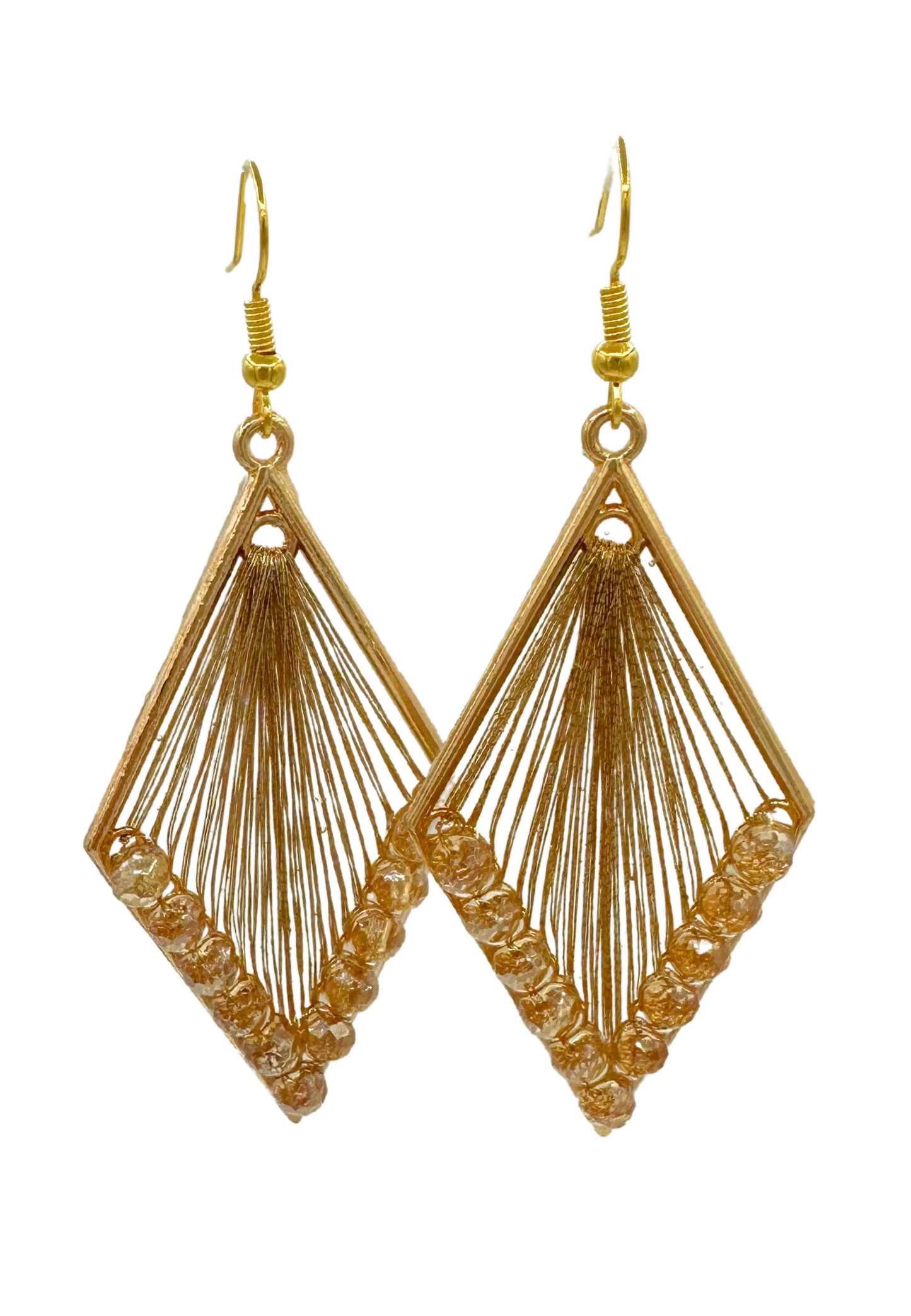 Oorbellen hangers met blinkende kraaltjes - goud