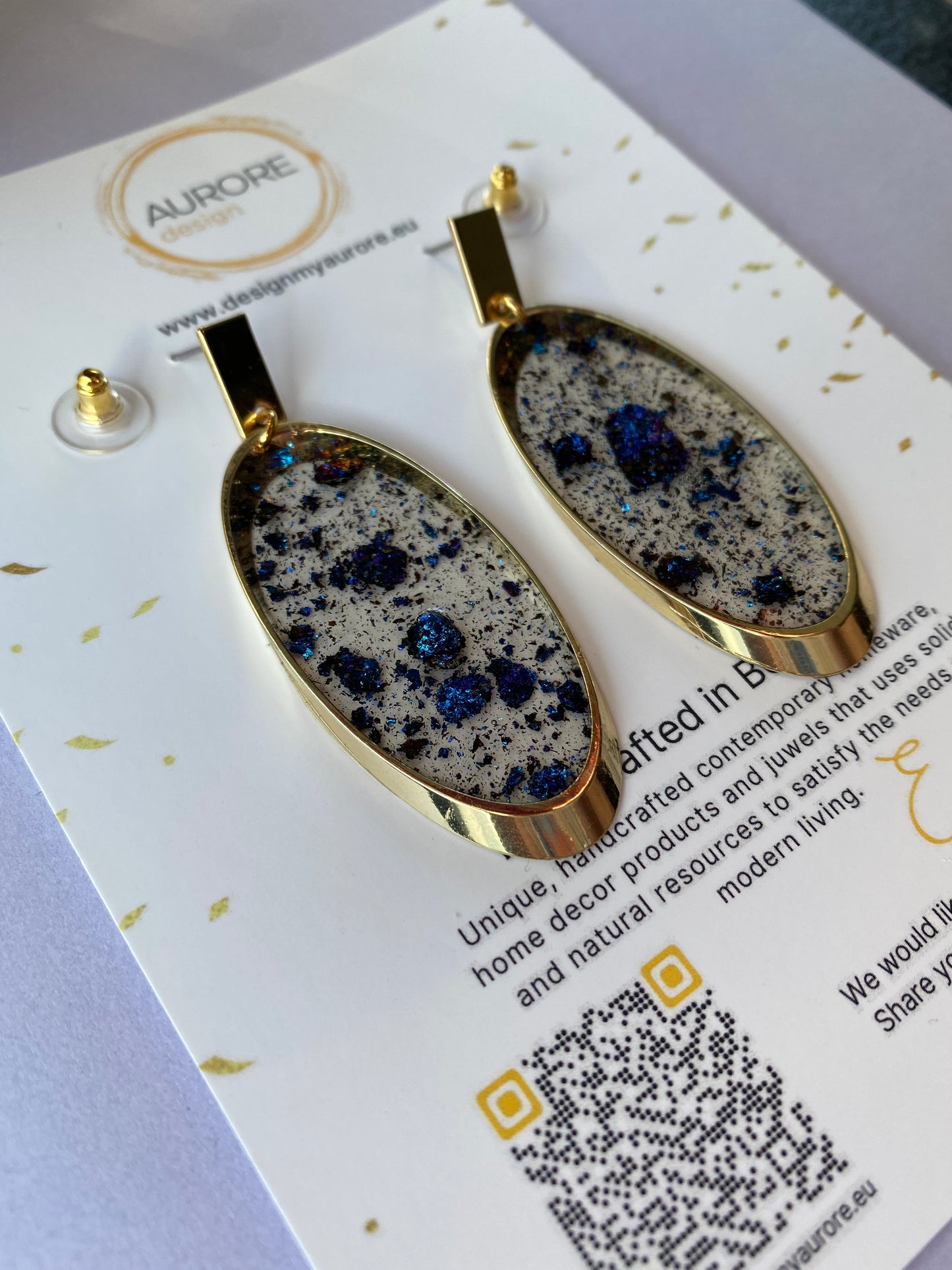 Glamour statement oorbellen, paars