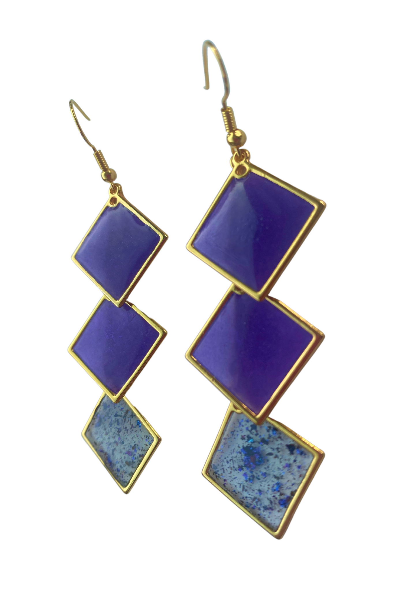 Langwerpige statement oorbellen, paars